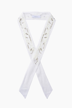 Gleaming embroidered ribbon (White)