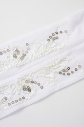 Gleaming embroidered ribbon (White)
