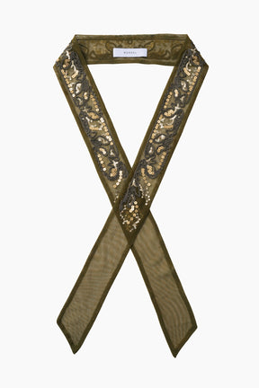 Gleaming embroidered ribbon (Olive)