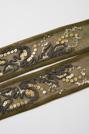 Gleaming embroidered ribbon (Olive)