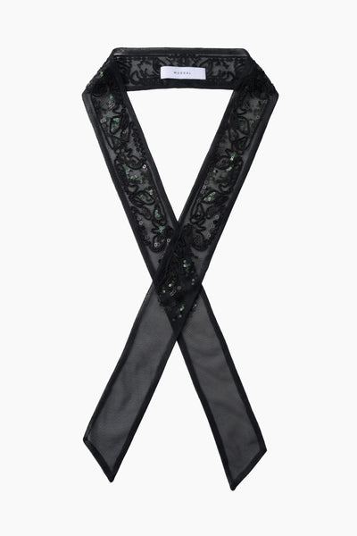 Gleaming embroidered ribbon (Black)