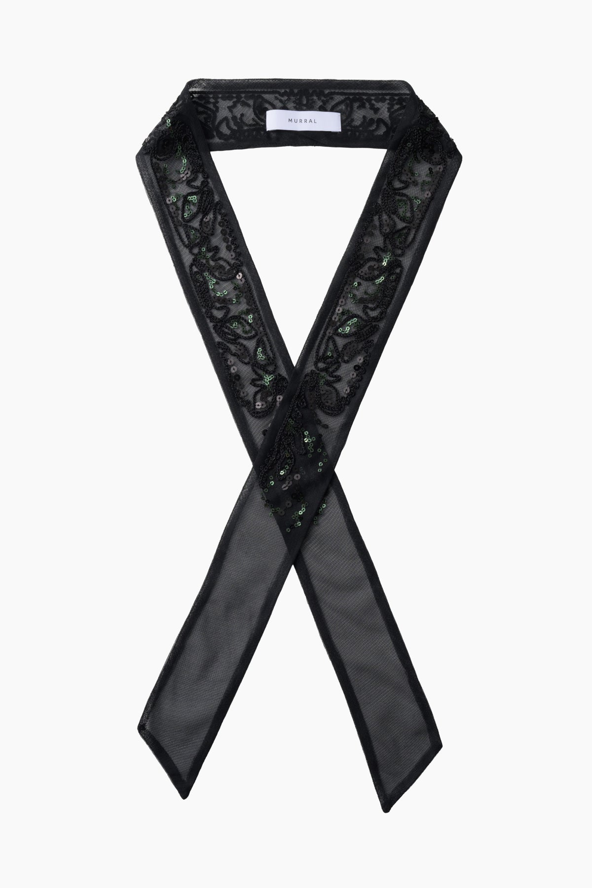 Gleaming embroidered ribbon (Black)