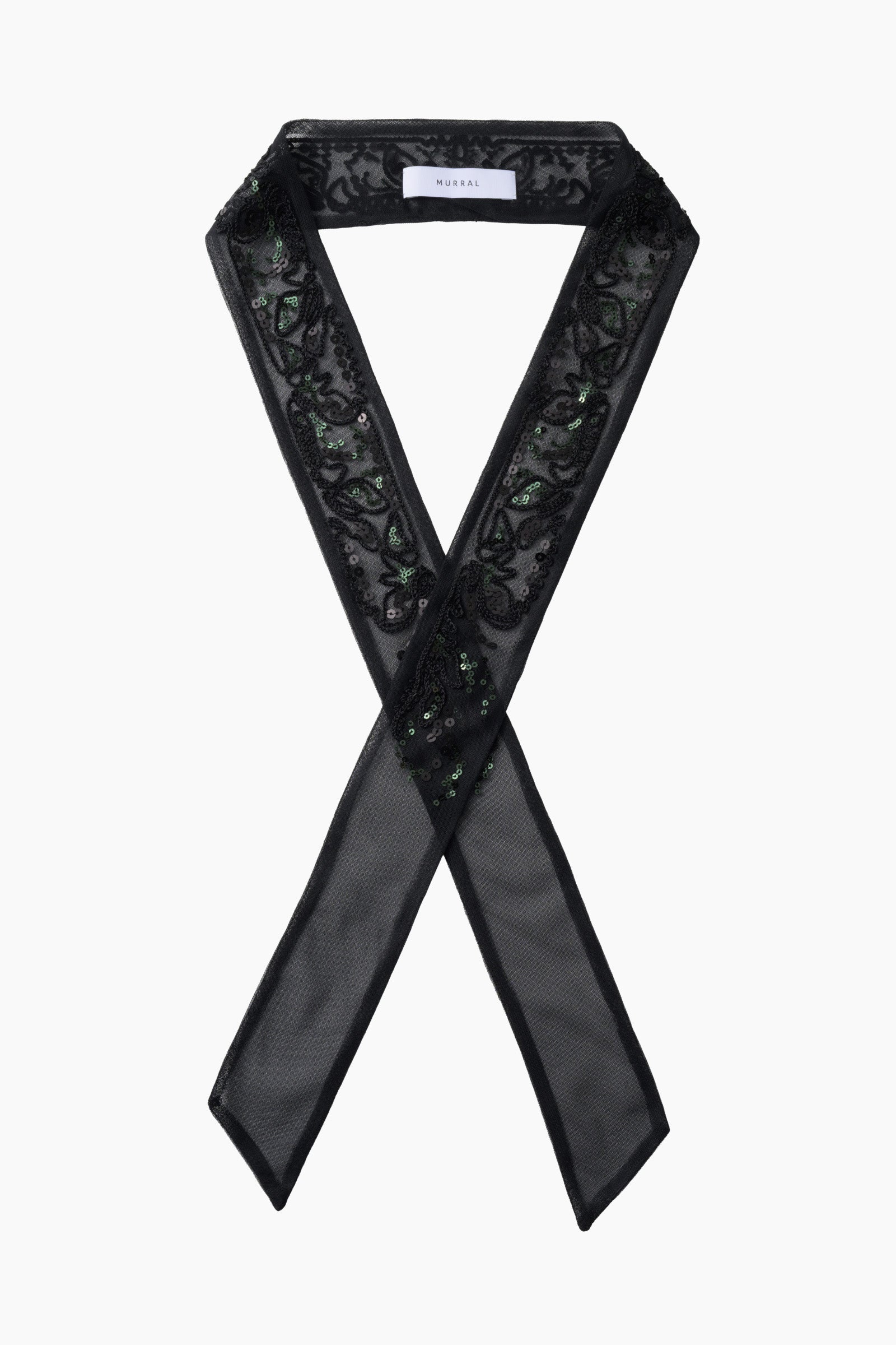 Gleaming embroidered ribbon (Black)