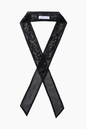 Gleaming embroidered ribbon (Black)
