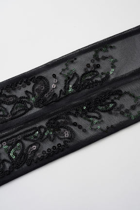 Gleaming embroidered ribbon (Black)
