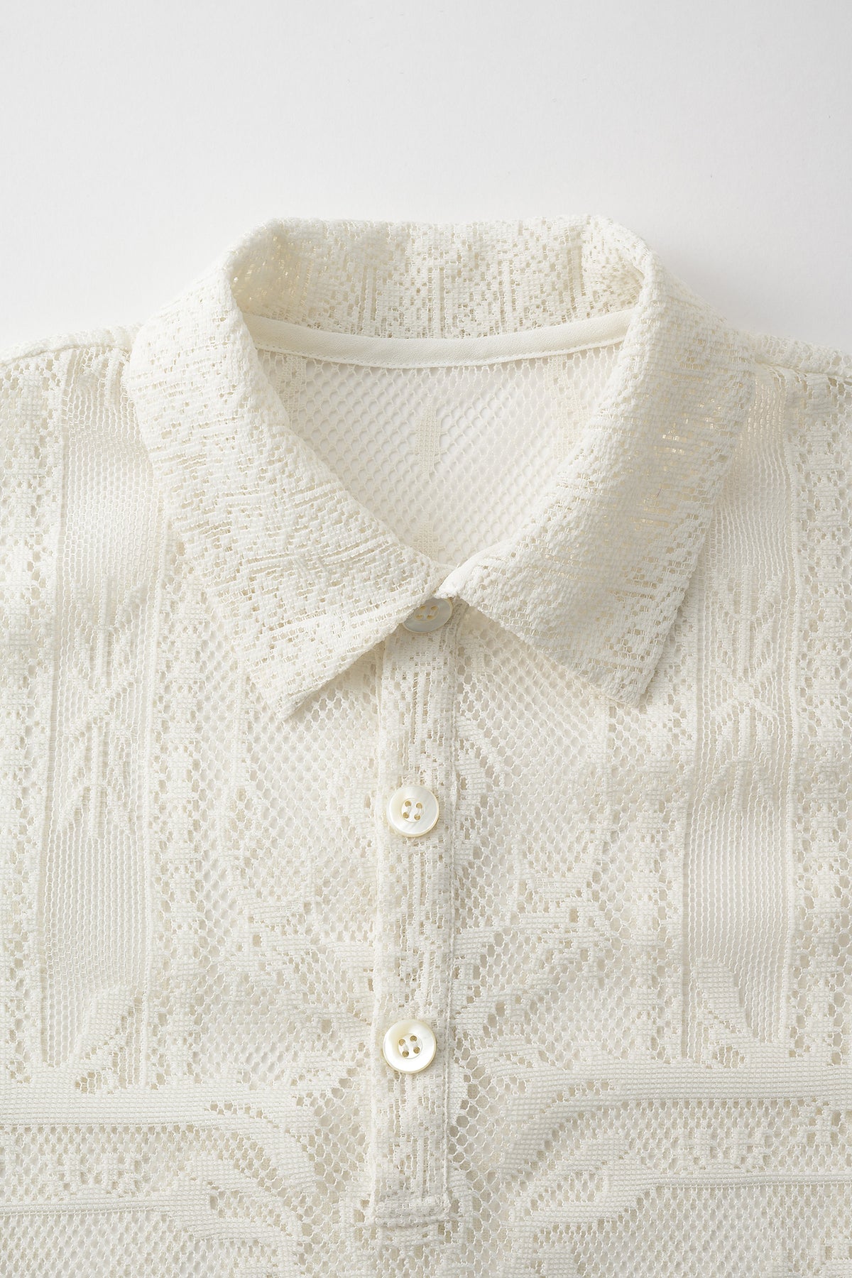 Mirror lace polo (White)