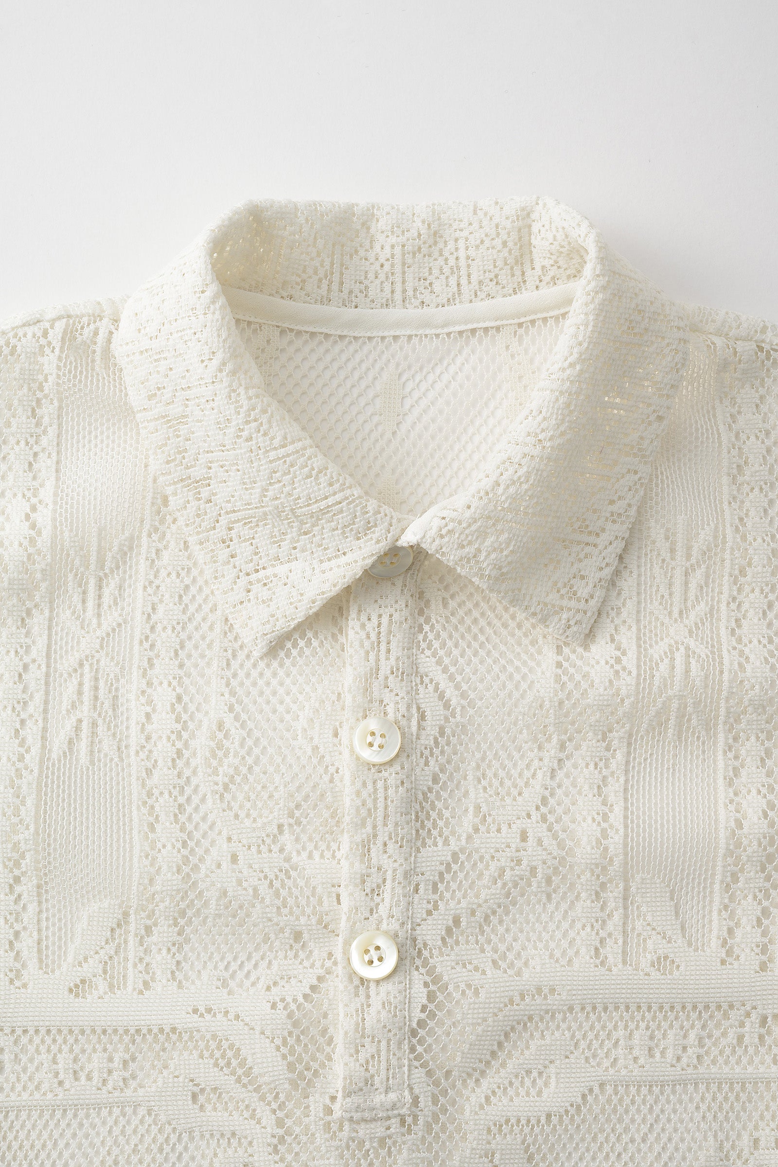 Mirror lace polo (White)