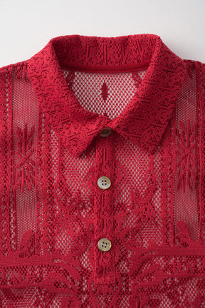 Mirror lace polo (Red)