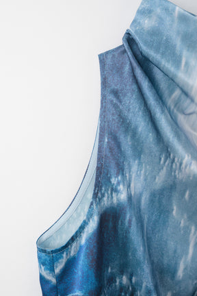 Water mirror print tops (Blue)