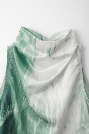 Water mirror print tops (Green)