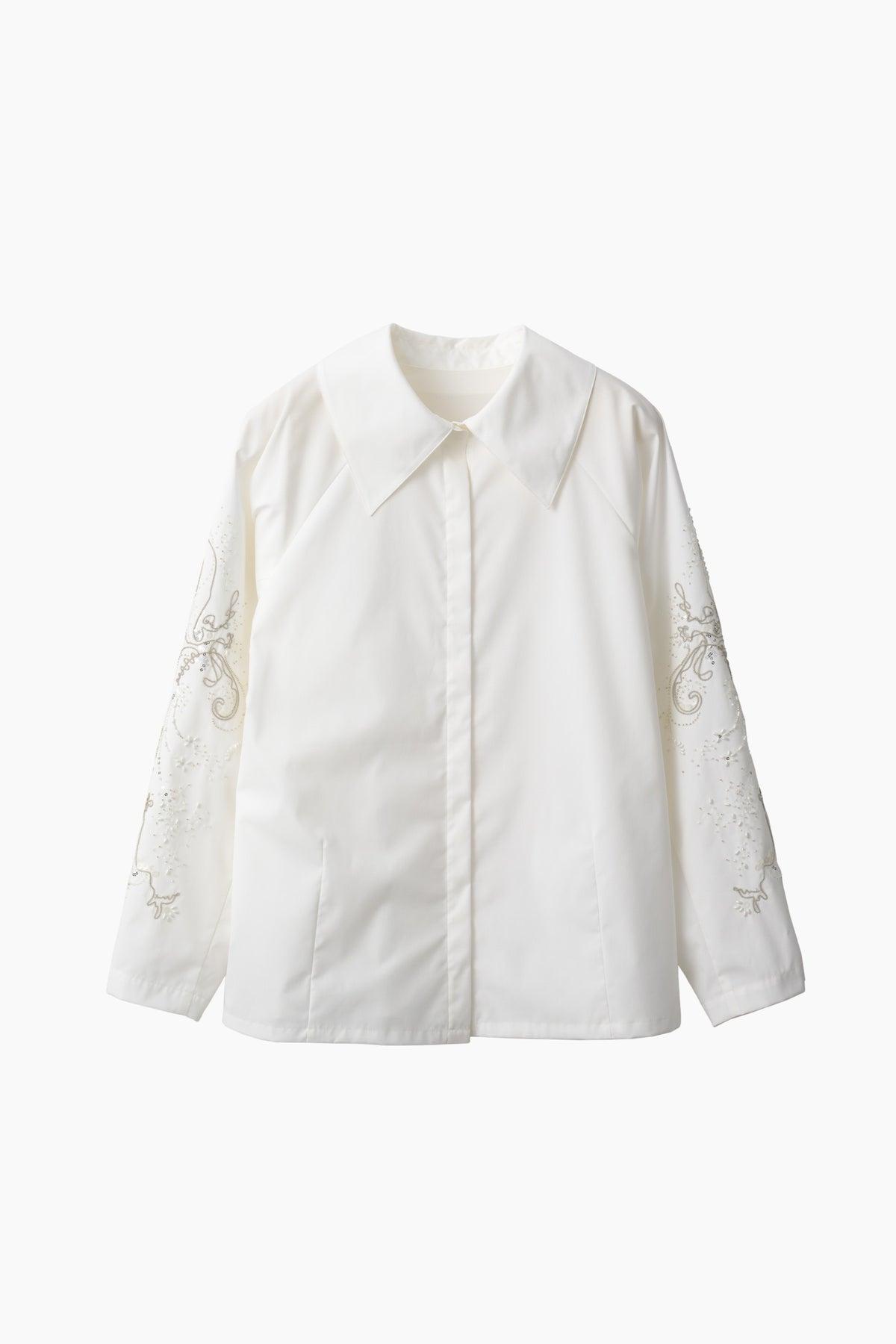 Droplet flower embroidered shirt (White)