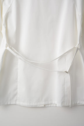 Droplet flower embroidered shirt (White)