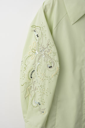 Droplet flower embroidered shirt (Light green)