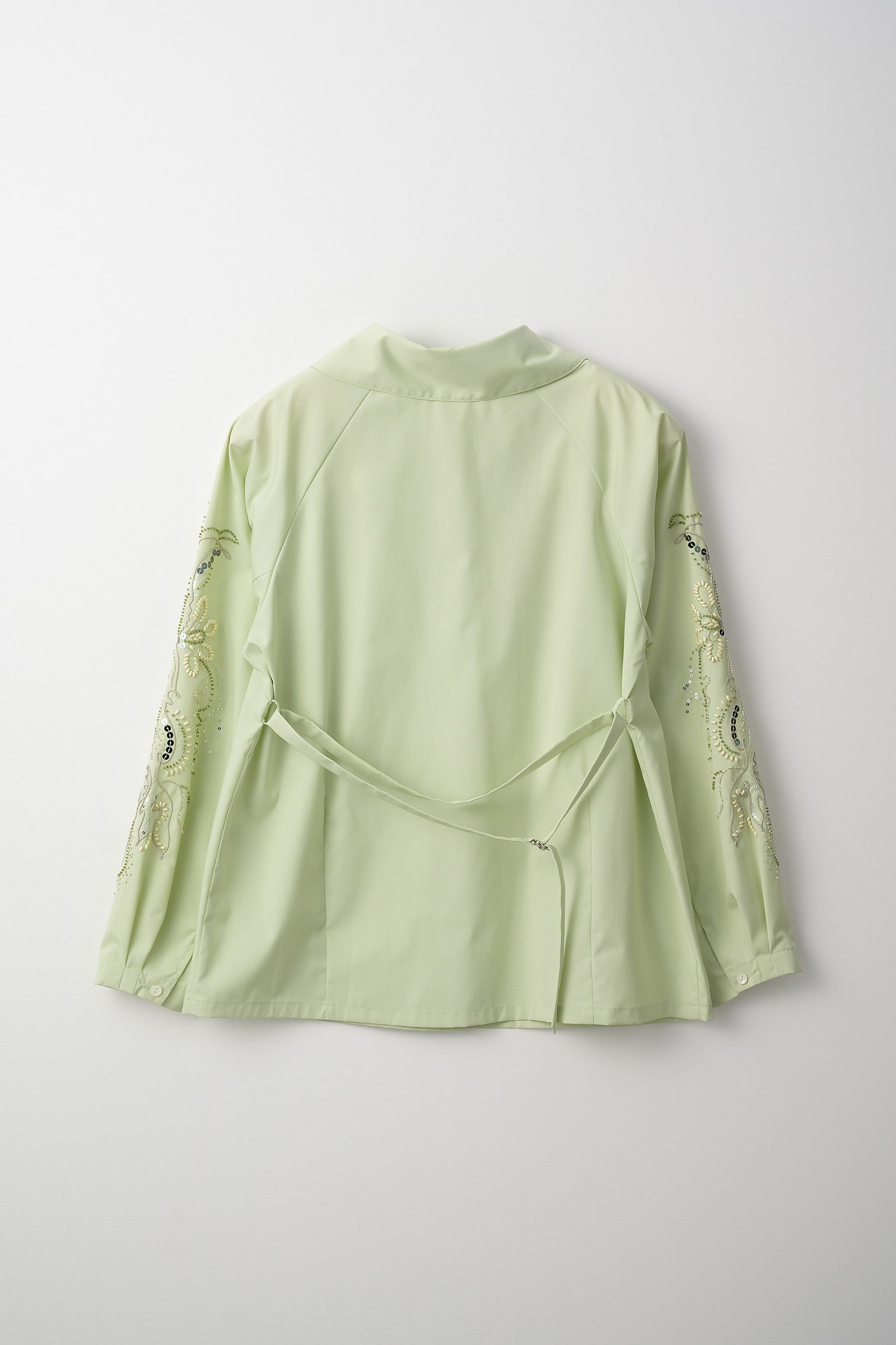 Droplet flower embroidered shirt (Light green)