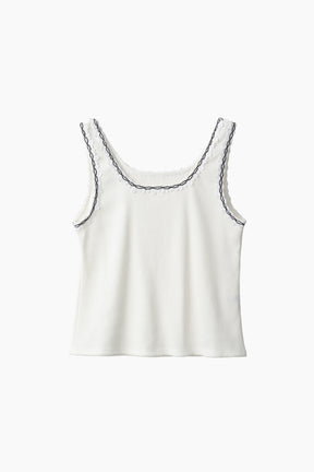Scallop embroidered tank (White)