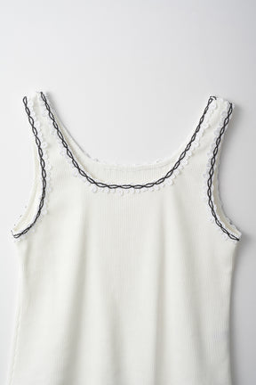 Scallop embroidered tank (White)