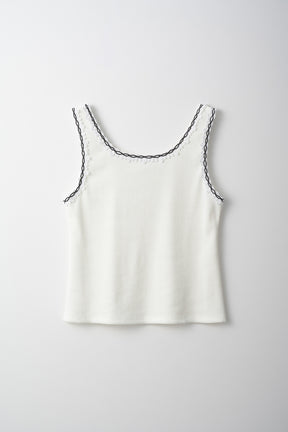 Scallop embroidered tank (White)