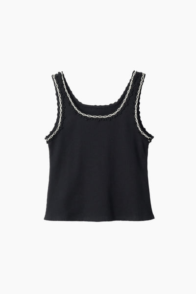 Scallop embroidered tank (Black)