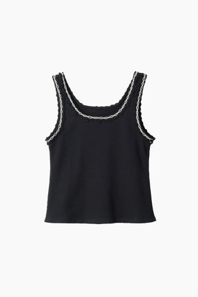Scallop embroidered tank (Black)