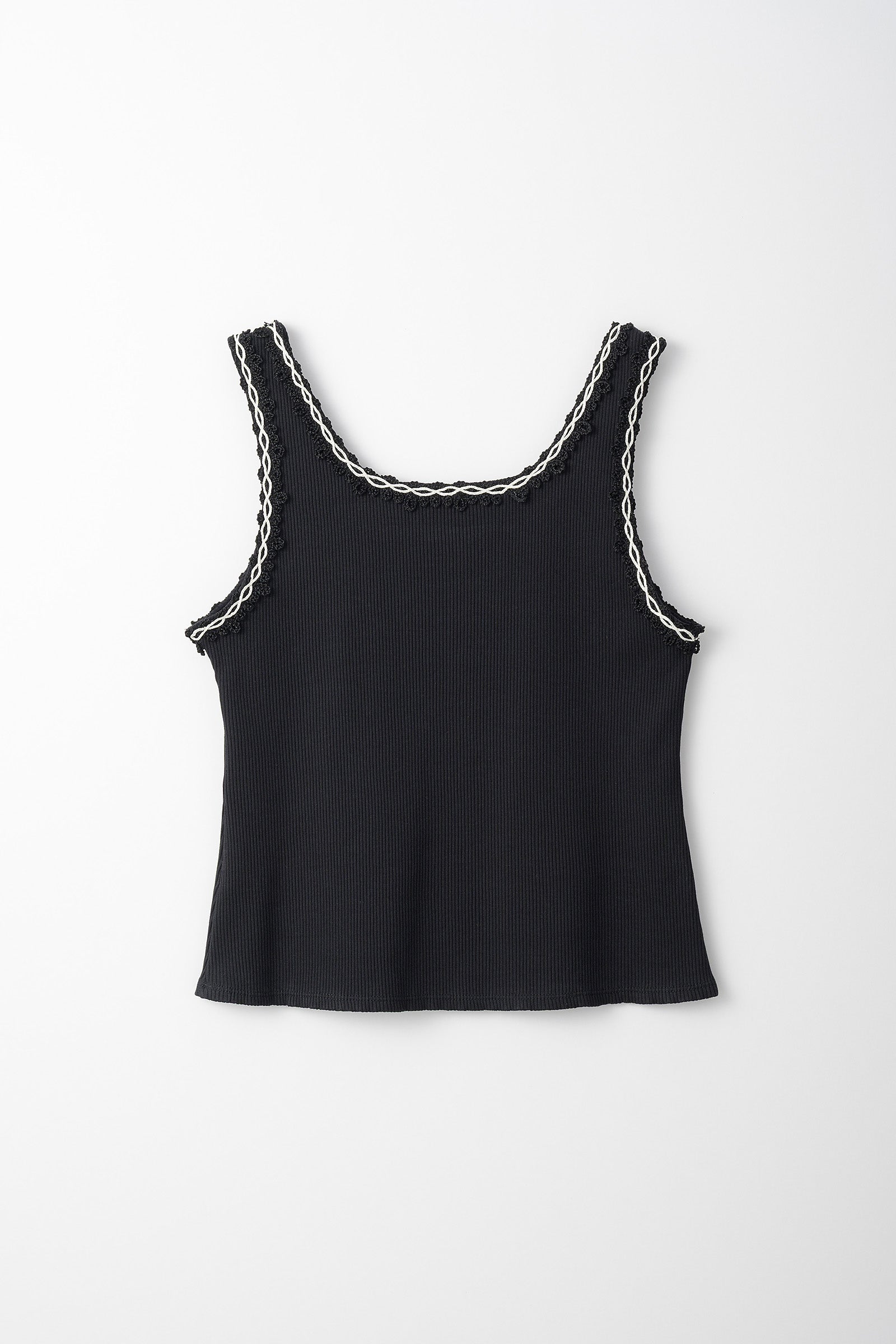 Scallop embroidered tank (Black)