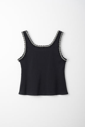 Scallop embroidered tank (Black)