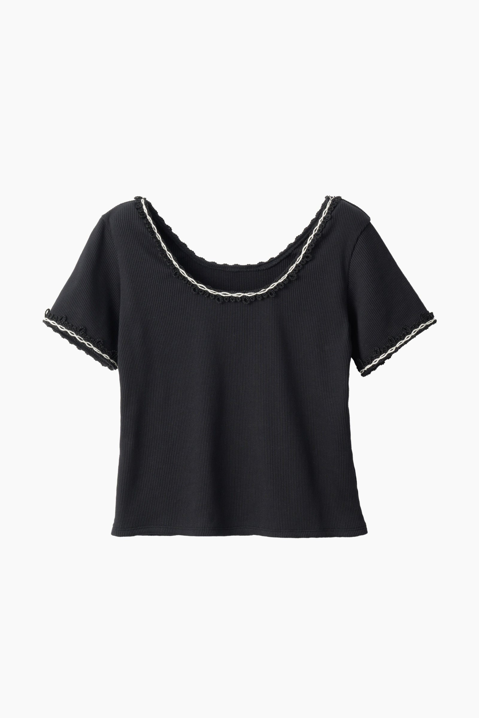 Scallop embroidered tops (Black)