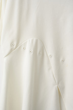 Brooch gather asymmetric tops (White)