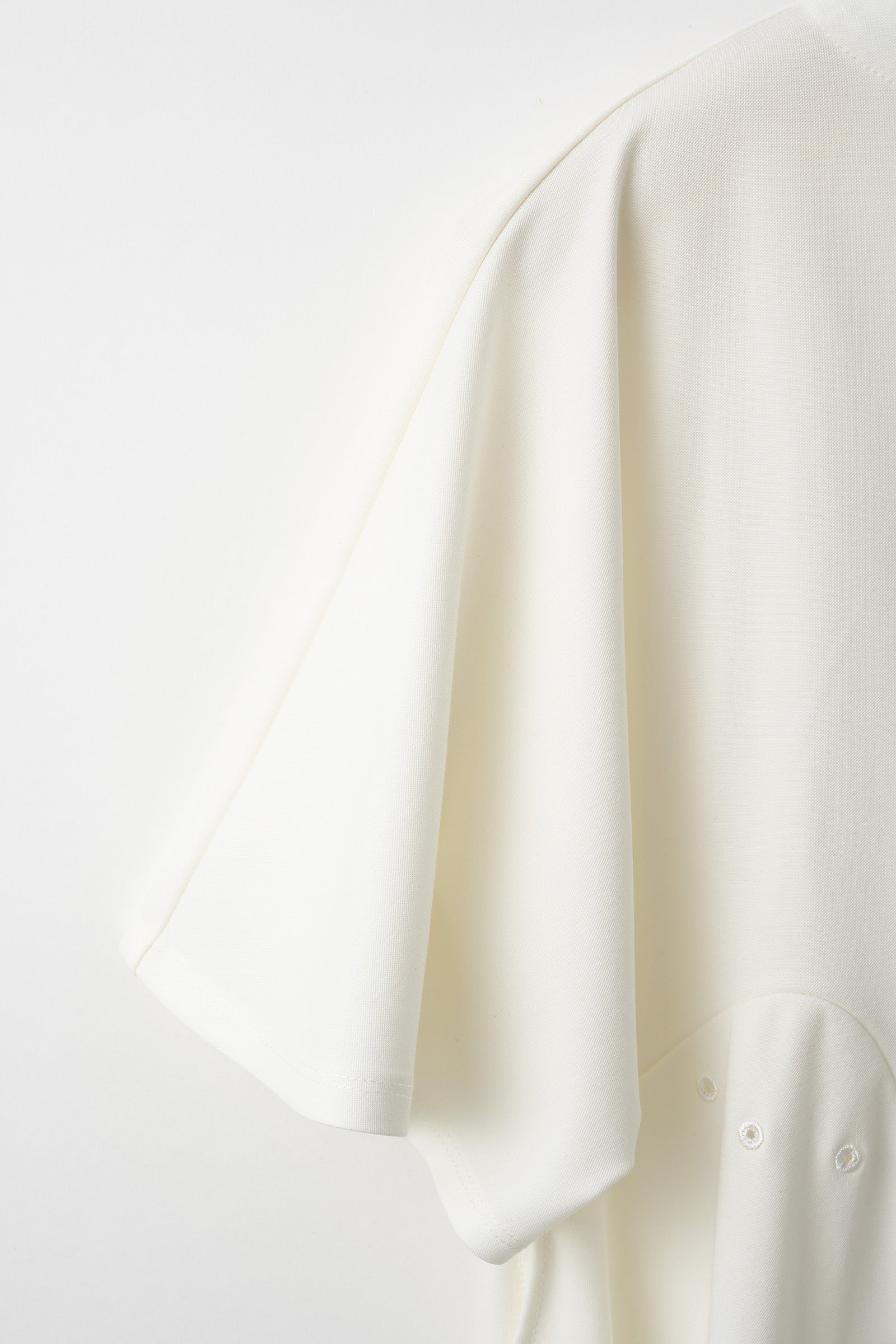 Brooch gather asymmetric tops (White)