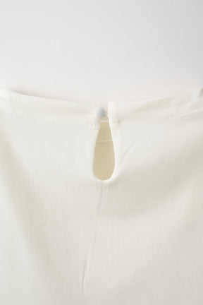 Brooch gather asymmetric tops (White)
