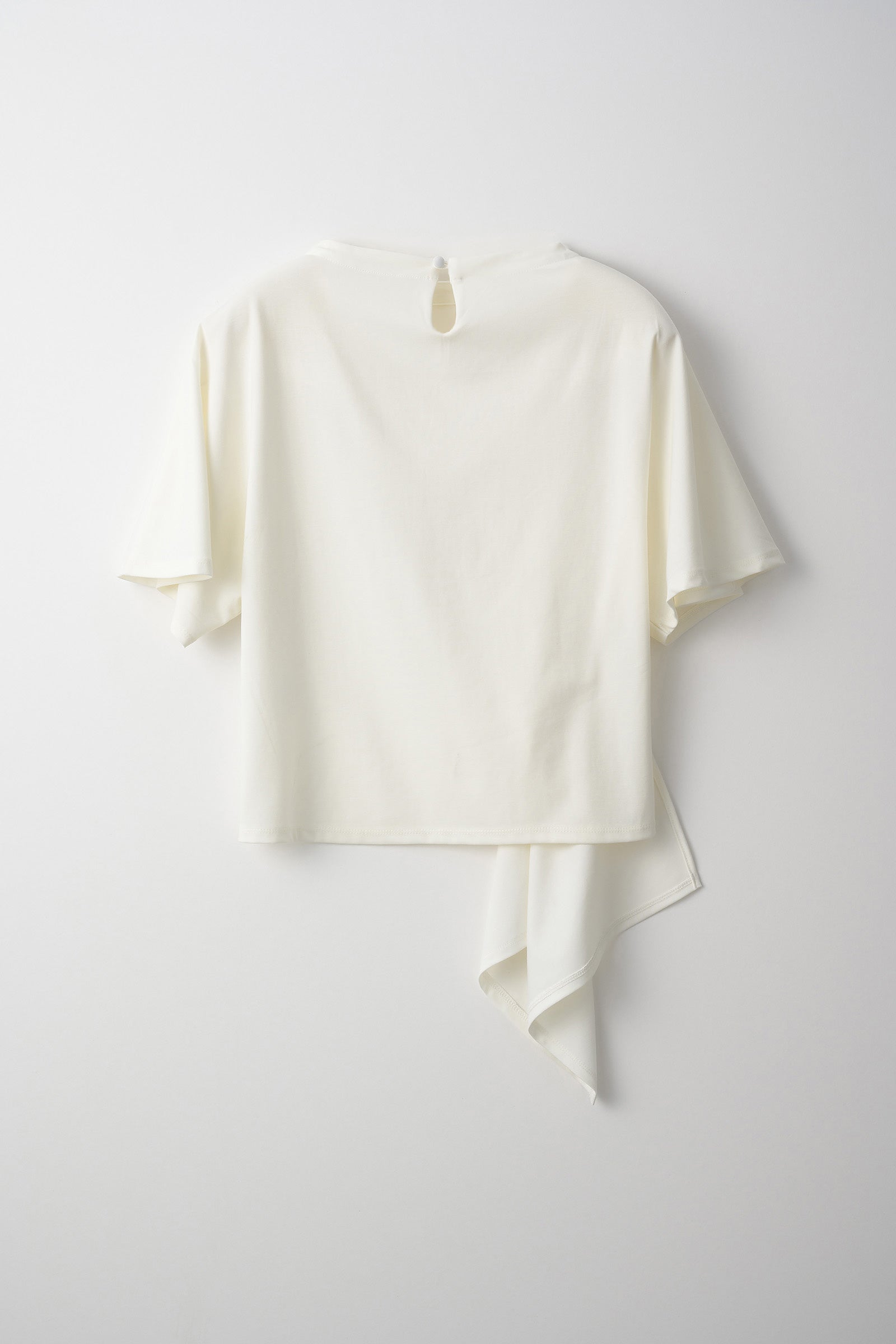 Brooch gather asymmetric tops (White)