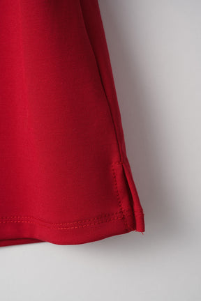 Brooch gather asymmetric tops (Red)