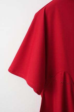 Brooch gather asymmetric tops (Red)