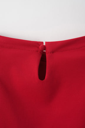 Brooch gather asymmetric tops (Red)