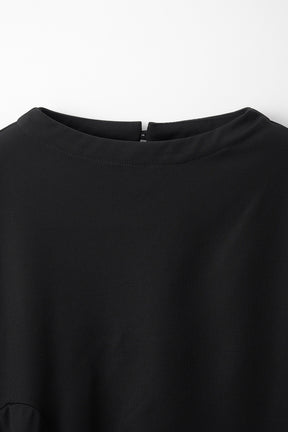 Brooch gather asymmetric tops (Black)