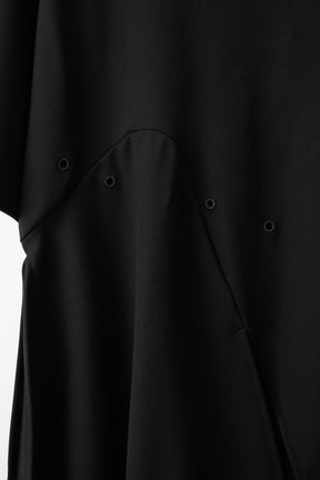 Brooch gather asymmetric tops (Black)