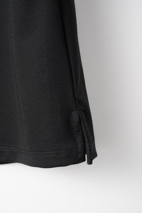Brooch gather asymmetric tops (Black)