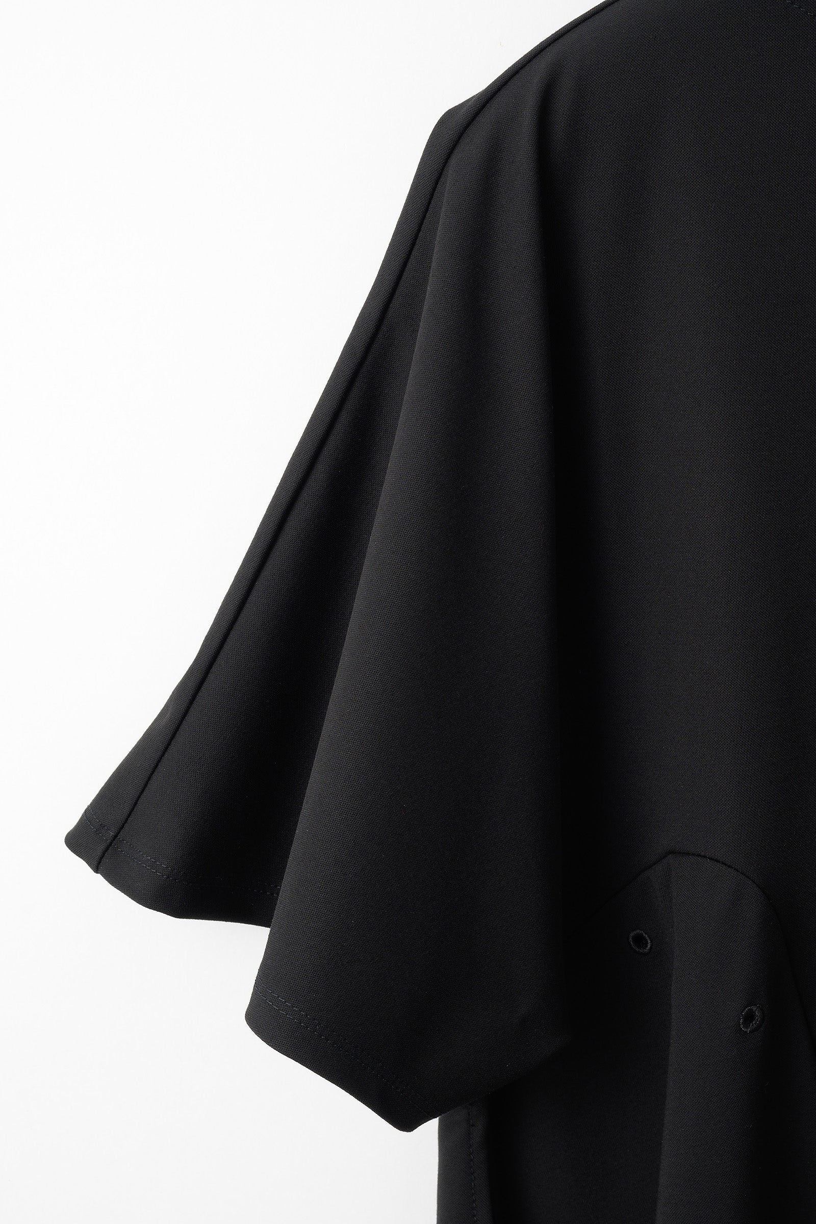 Brooch gather asymmetric tops (Black)