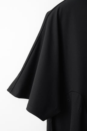 Brooch gather asymmetric tops (Black)