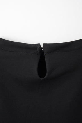 Brooch gather asymmetric tops (Black)