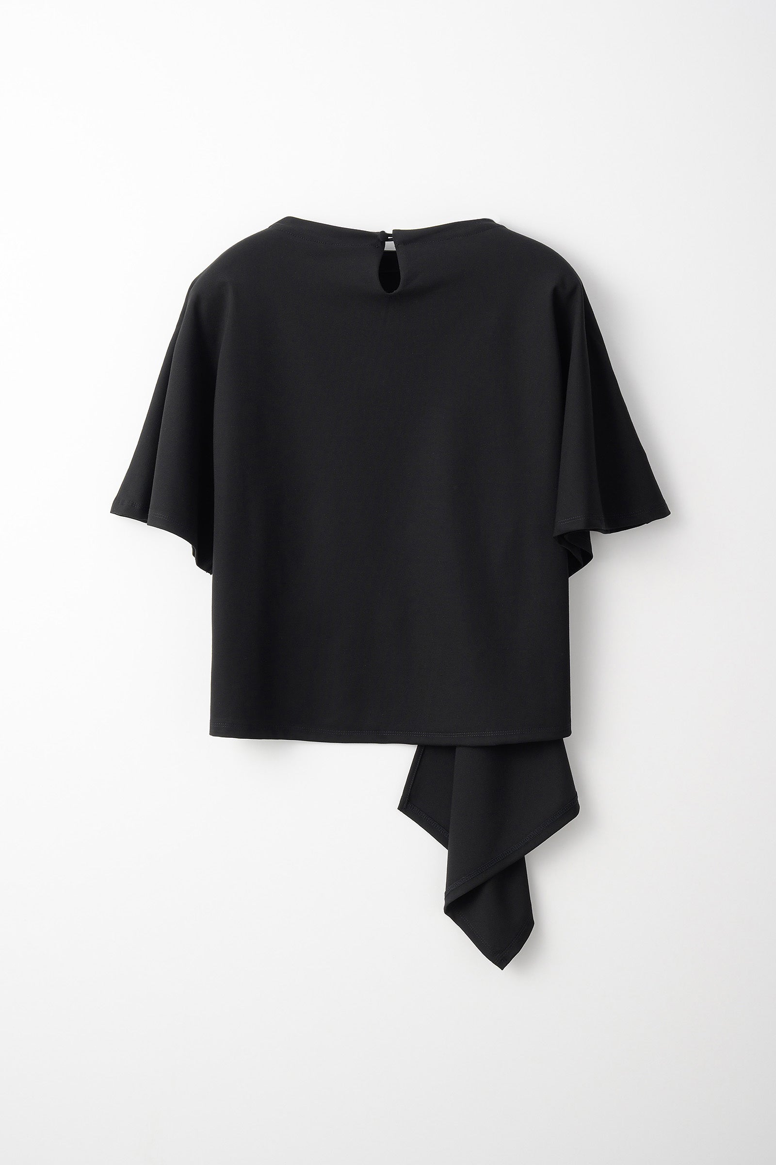 Brooch gather asymmetric tops (Black)