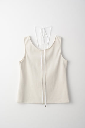 Lace up embroidered tank (Ivory)