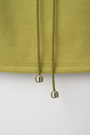 Lace up embroidered tank (Yellow green)