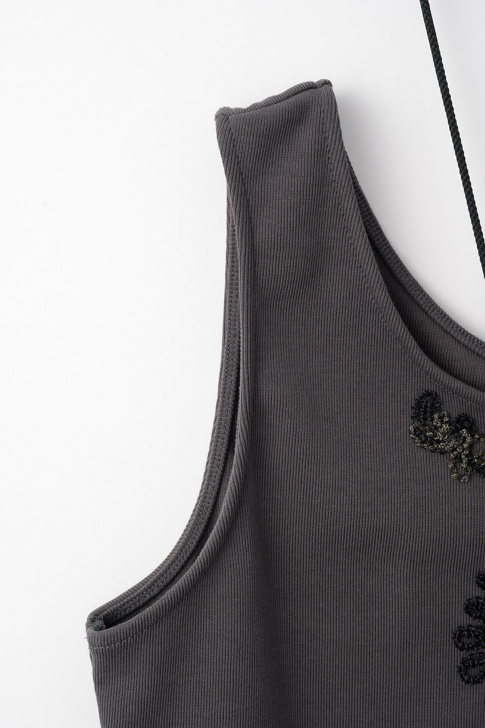 Lace up embroidered tank (Gray)