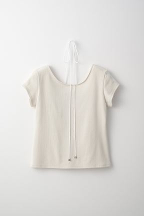 Lace up embroidered tops (Ivory)