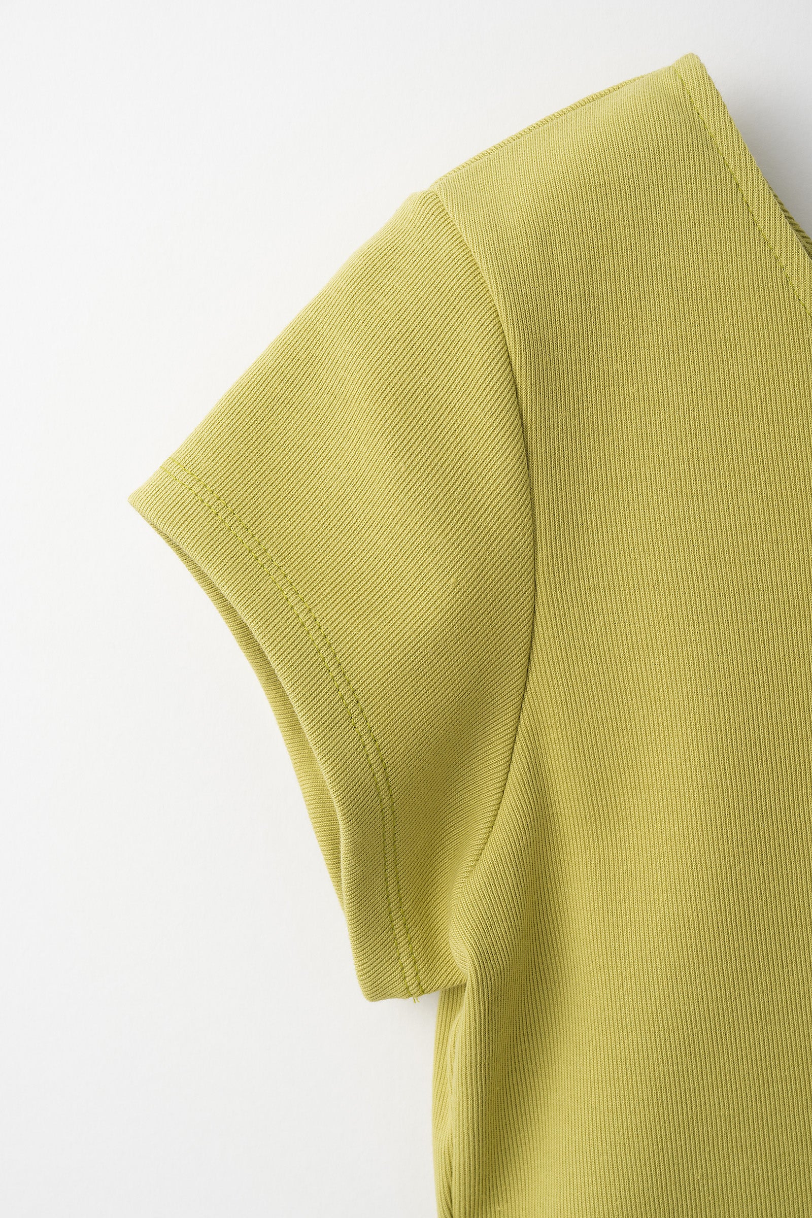Lace up embroidered tops (Yellow green)