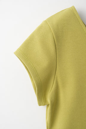 Lace up embroidered tops (Yellow green)