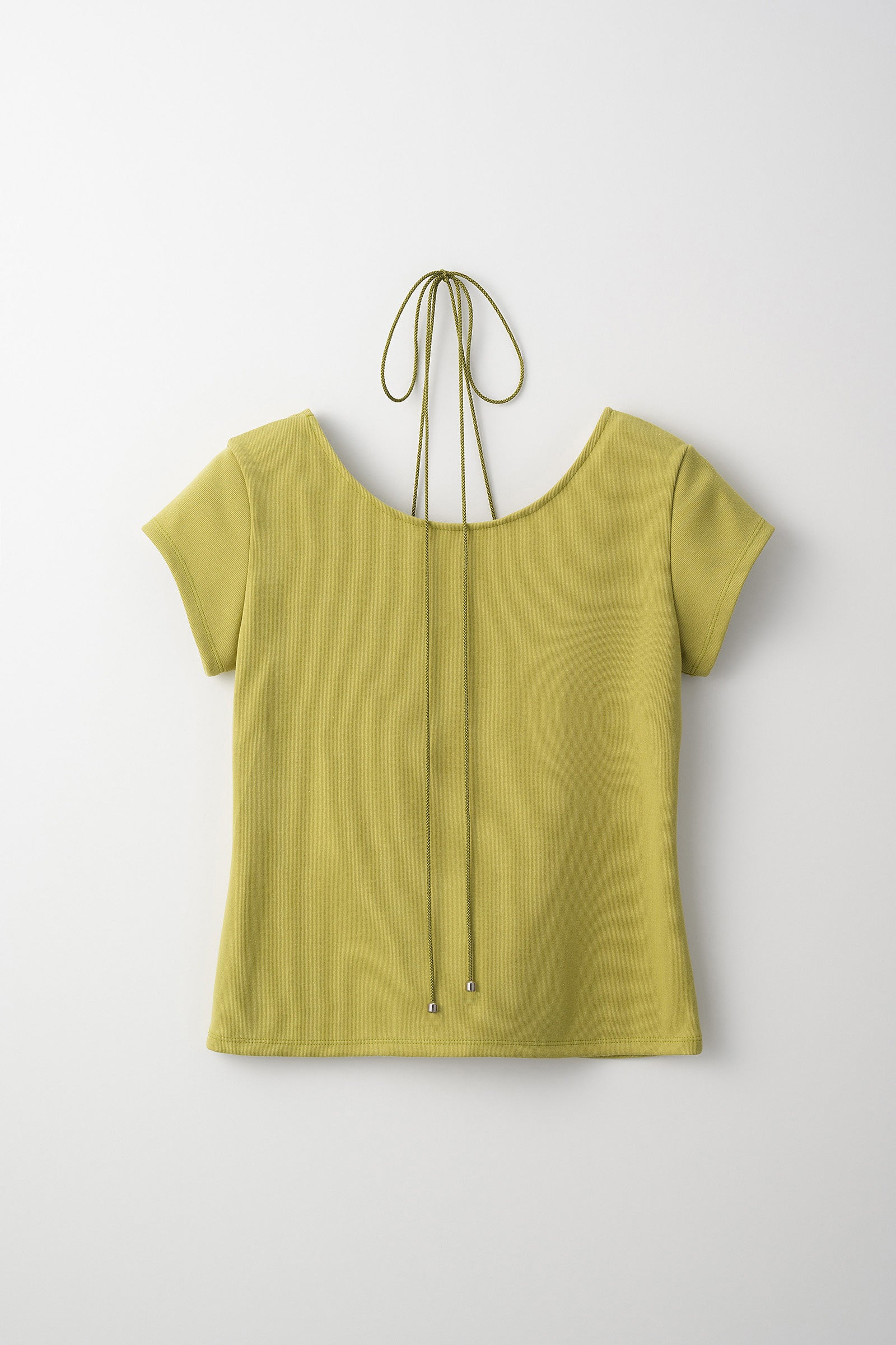 Lace up embroidered tops (Yellow green)