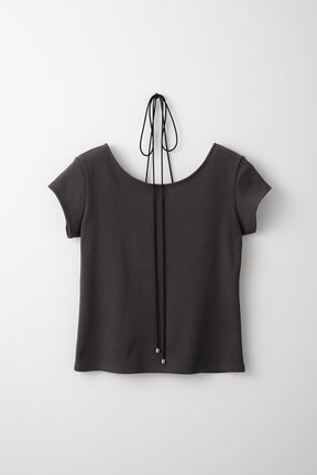 Lace up embroidered tops (Gray)