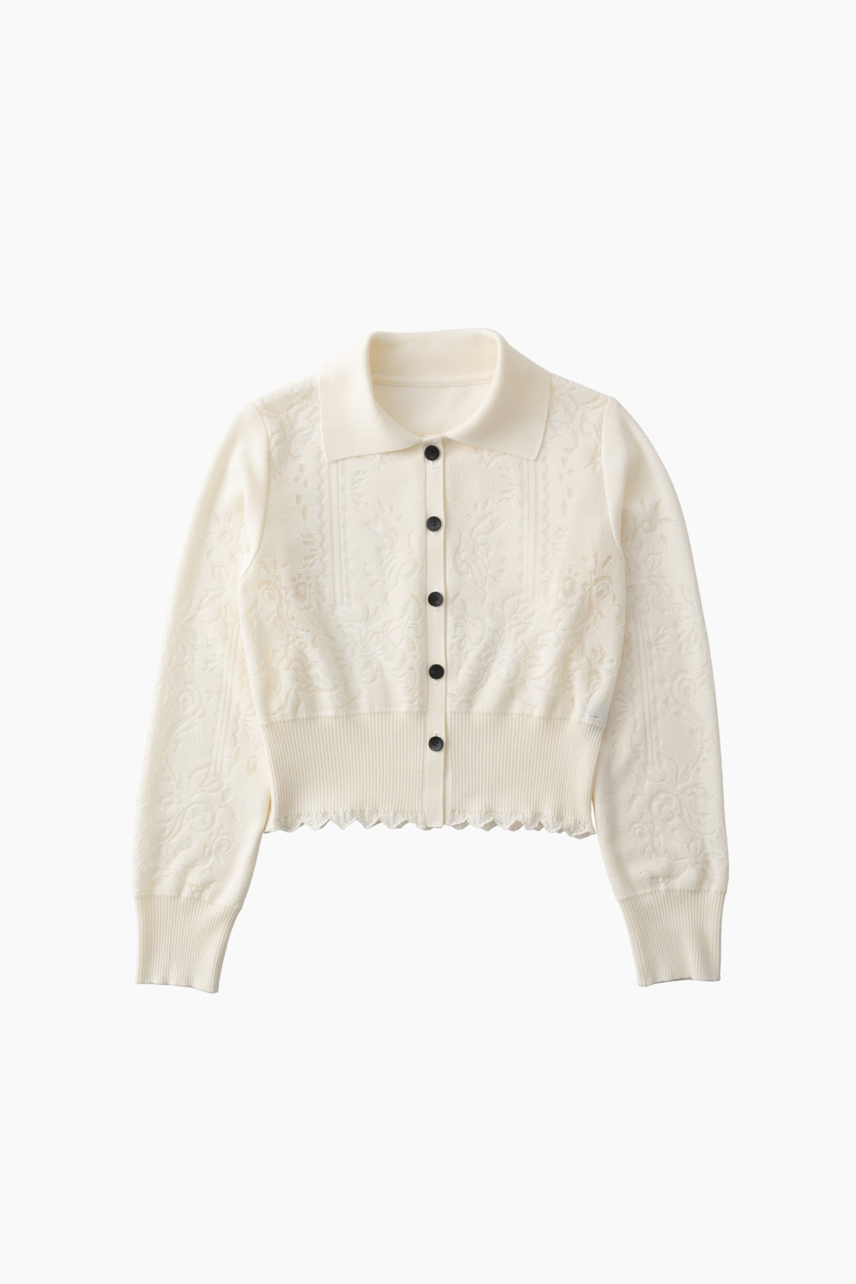 Mirror knit shirt cardigan (White)