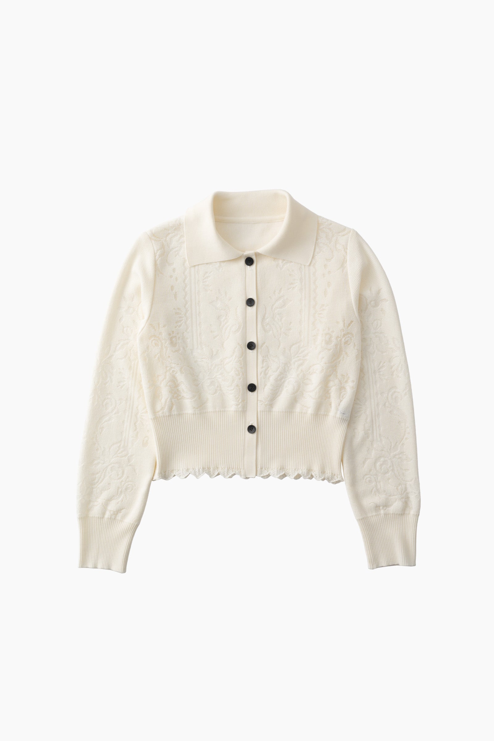 Mirror knit shirt cardigan (White)